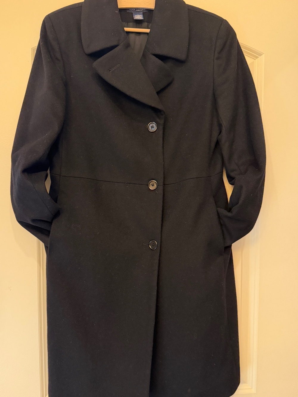 Ann Taylor Wool/Cashmere Black Chesterfield Coat Size 4